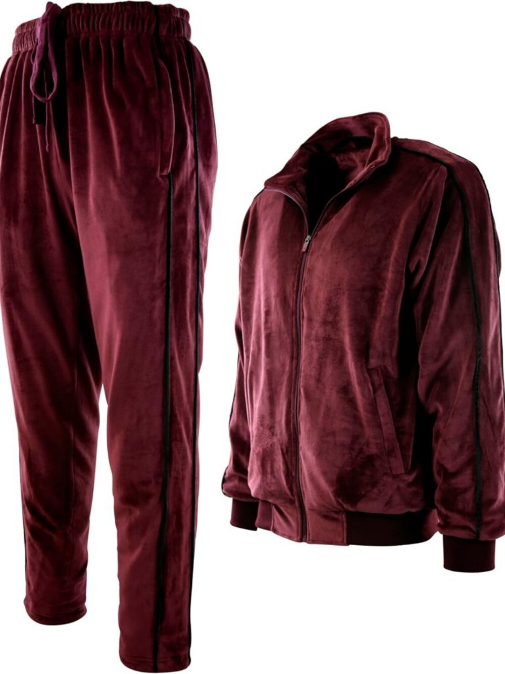 Mens Velour Set with Zippered Pockets and Velour Lining